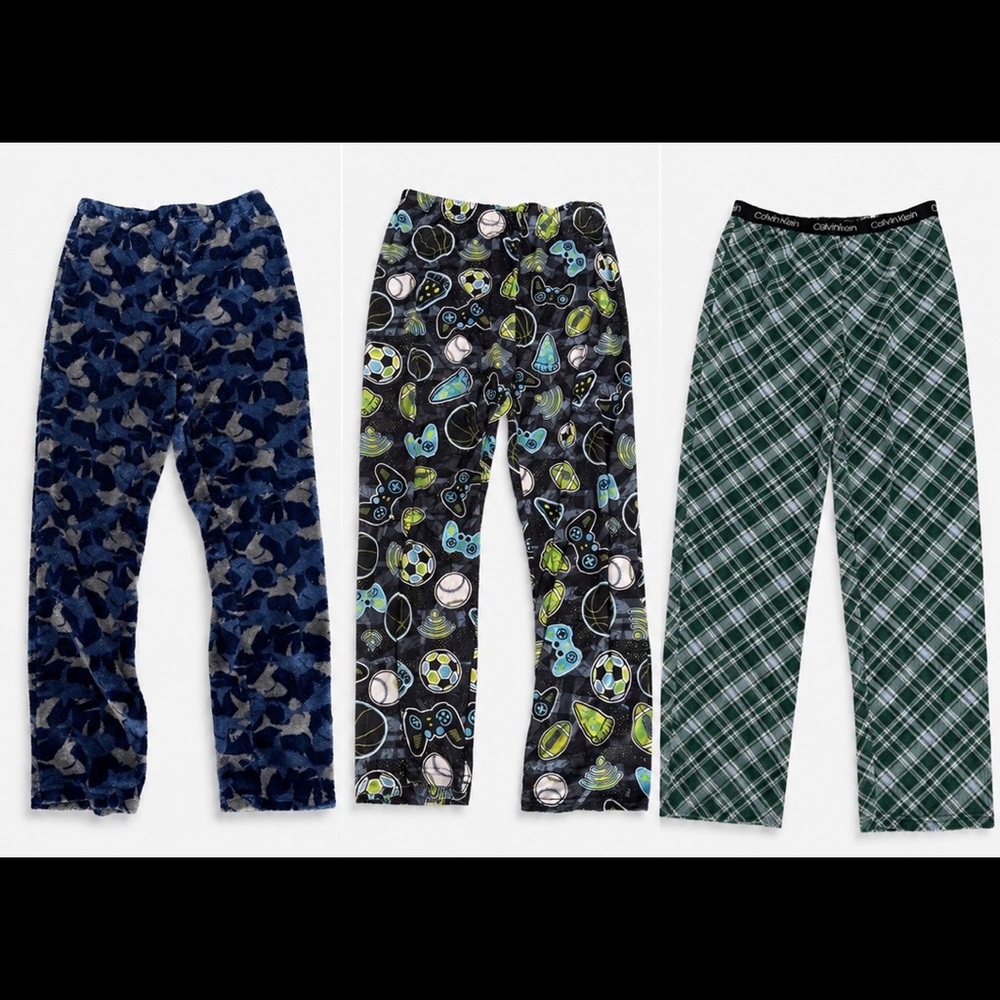 Boys Pajama Bundle Size 10/12 | 4 Pieces | Fleece Lounge Pants, Calvin Klein Sle